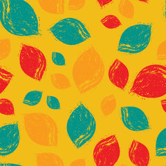 Seamless vector drawing with lemons. Bright, colorful, abstract lemon background. Template for wallpaper, wrapping paper, cards, books, printing on textiles, clothes.
