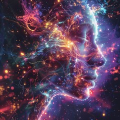 Abstract visions illuminated by the glowing digital universe