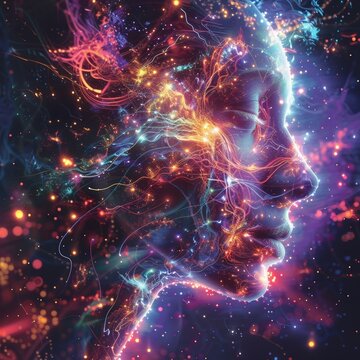 Abstract visions illuminated by the glowing digital universe