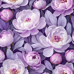 floral background of lilac peonies in watercolor style.