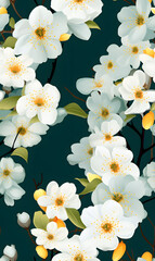 Seamless pattern watercolor flowers.
