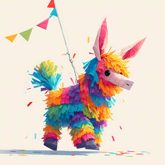 Vibrant Geometric Piñata on a Festive Background