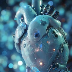 Futuristic nanobots repairing a damaged heart