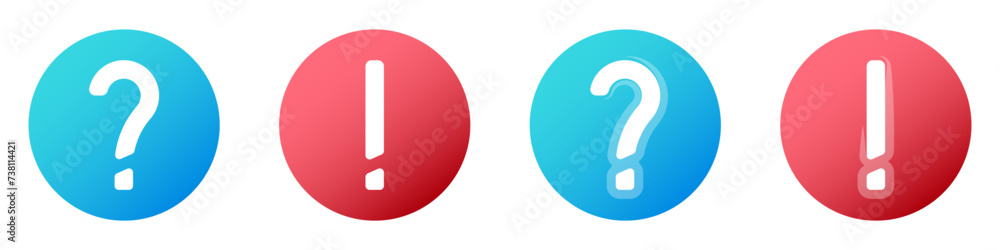 Poster exclamation mark and question mark vector buttons set. question bubble icons. set of question marks 