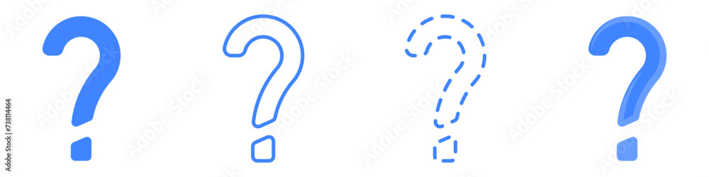 Poster question mark vector icon set. blue question vector. the icon of incomprehension is a symbol of igno