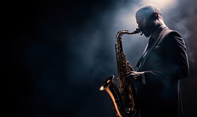 Man in Suit Playing Saxophone