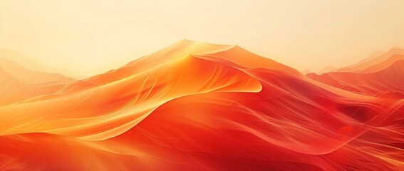 abstract orange background, dunes in the desert. Surreal landscape. Generative AI - obrazy, fototapety, plakaty