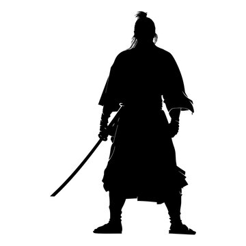 recommend clip art: Silhouette samurai black color only full body