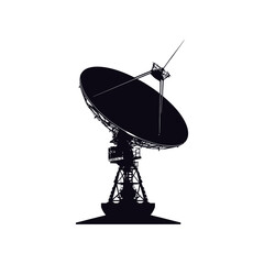 Silhouette Satellite Communication in space black color only