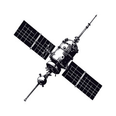 Silhouette Satellite Communication in space black color only