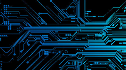 Futuristic Blue Circuit Board Technology Background with Glowing Nodes