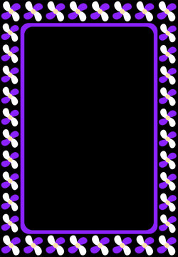 Poster template black background vector. Purple white yellow flower border frame design.