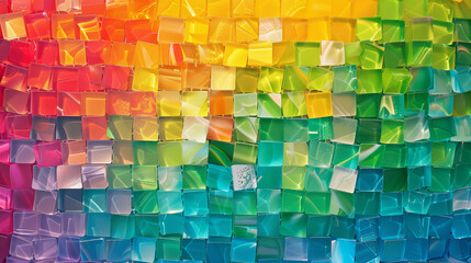 Abstract background wall of rainbow color mosaic