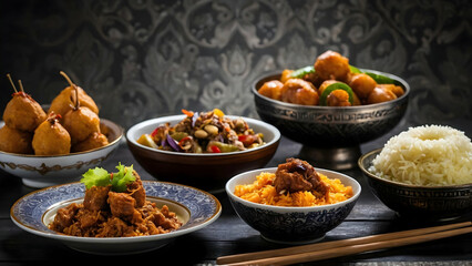 a menu for Indonesian Ramadan specialties, featuring traditional iftar dishes, main courses, and customary desserts typically enjoyed during this holy month. Happy ramadan day.