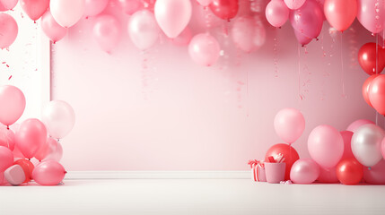 Urodzinowa ściana - tło na życzenia z okazji rocznic, jubileuszów, narodzin, chrztu, ślubu. Dekoracje z balonami, prezentami i girlandami