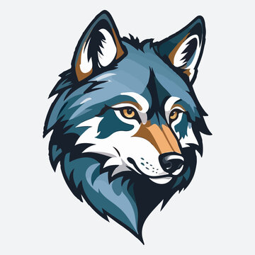 Wolf head logo, for UI, poster, banner, social media post, branding