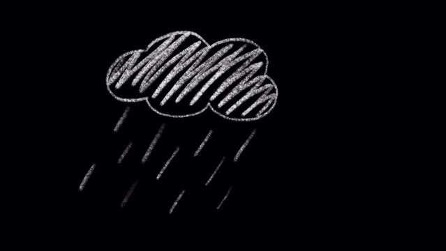 Hand drawn animated doodle of a rain cloud. Video clip with alpha channel.