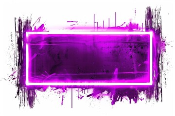 Radiant Neon: Purple Grunge with Scratch Effect, Horizontal Composition with White Border on White Background