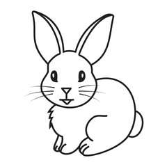 White rabbit Hear icon, logo, vector. Easter bunny vector illustration.  Easter day element bunny, rabbit. Minimal bunny line art