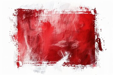 Radiant Urban Texture: Neon Red Grunge and Scratch Effect Horizontal with White Border on White Background