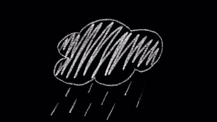 Hand drawn animated doodle of a rain cloud. Video clip with alpha channel.