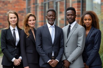 Diversity in Business: Culturally and Generationally Diverse Group Poses for Professional Picture - obrazy, fototapety, plakaty