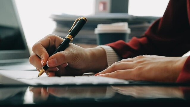 Real estate broker agent presenting and consult to customer to decision making sign insurance form agreement, buy and sell home model, concerning mortgage loan offer for and house insurance