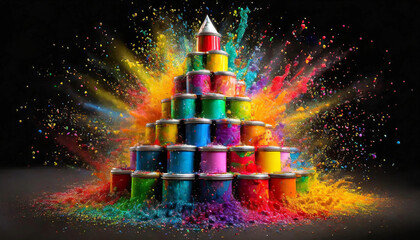 explosion de pots de peinture