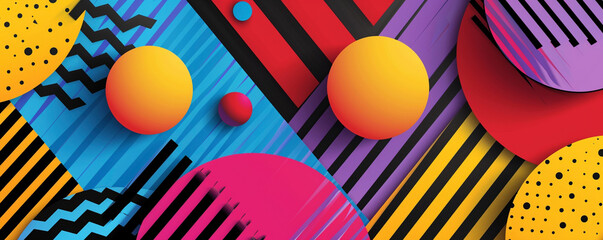Abstract geometric shapes bold and vibrant colors minimalist pop art style