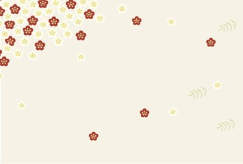 波千鳥　白梅　背景　はがき素材