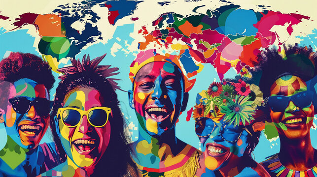 Cultural traditions and customs global celebrations in pop art colors