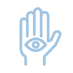 Fototapeta premium Blue Simple Hamsa Hand Line Icon