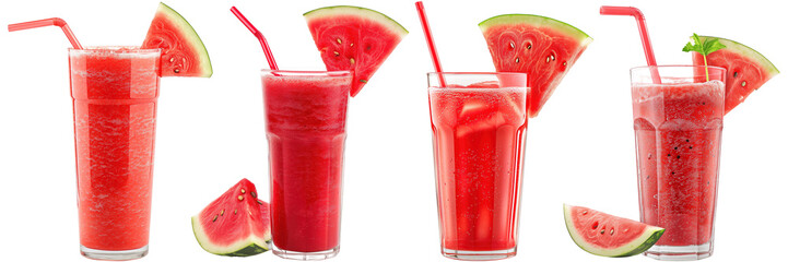Watermelon juice in a glass isolated on transparent background - Powered by Adobe