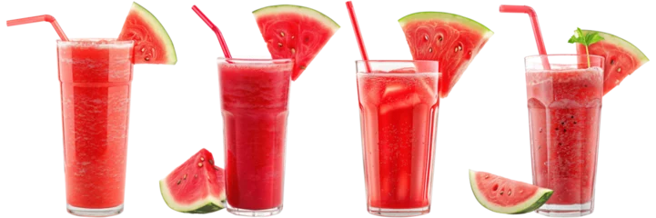 Rolgordijnen Watermelon juice in a glass isolated on transparent background © zenith
