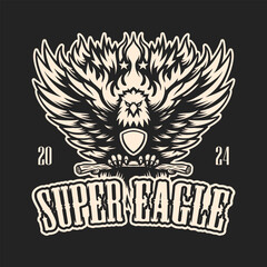 A eagle illustration vector in monochrome style