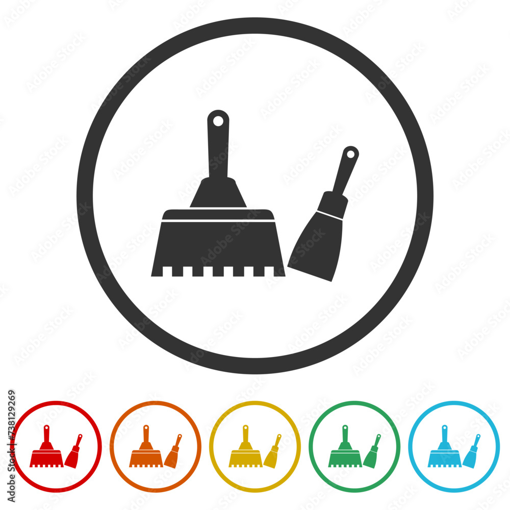 Poster putty knives icon. set icons in color circle buttons