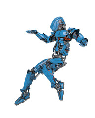 robot soldier is landing