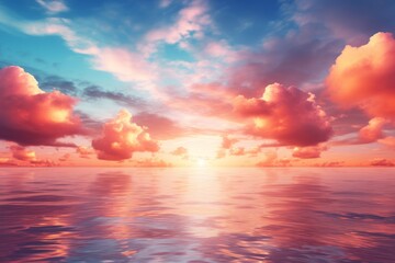 Fototapeta premium A beautiful sunset over a calm sea