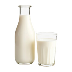 Bottle of milk and glass isolated on transparent background Remove png, Clipping Path, pen tool