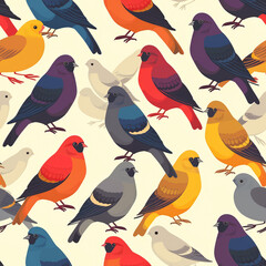 Obraz premium Tile with doves, pigeon as background and to fill areas, ai generated