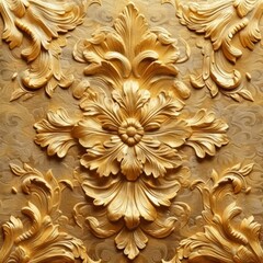 Golden floral seamless pattern. 3d illustration.