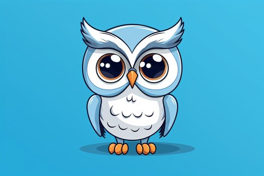 a cartoon of a blue and white owl