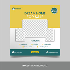Fototapeta premium Real estate house for sale social media post square flyer template