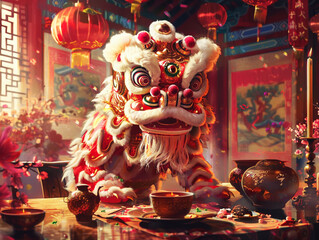 Fototapeta premium Lunar new year background. Happy chinese new year banner background. Greeting card, poster