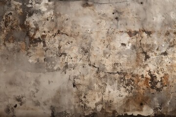 Grunge texture of an old wall with cracks, stains and peeling paint