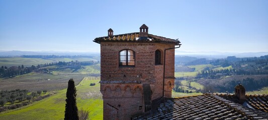 Tower of a medieval Tuscan castle, Italy