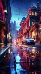 Fototapeta premium A rainy night in a cyberpunk city