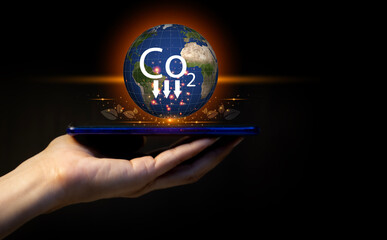 Good global ecosystem storage. Green planet. Reducing C02 emissions.