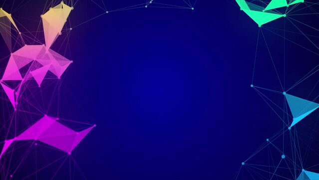 Abstract technology digital data network connection plexus business 4k background loop, blockchain, artificial intelligence, AR VR, computer network, cloud computing, internet, quantum computing, ict