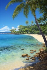 Beach with palm trees and blue water